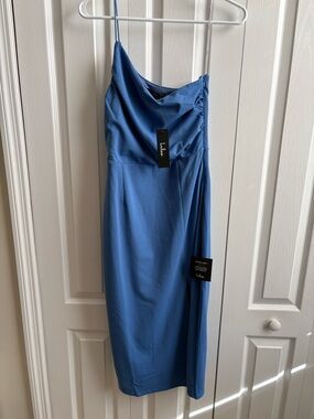 Lulu's Blue One-Shoulder Midi Dress Size Medium NWT